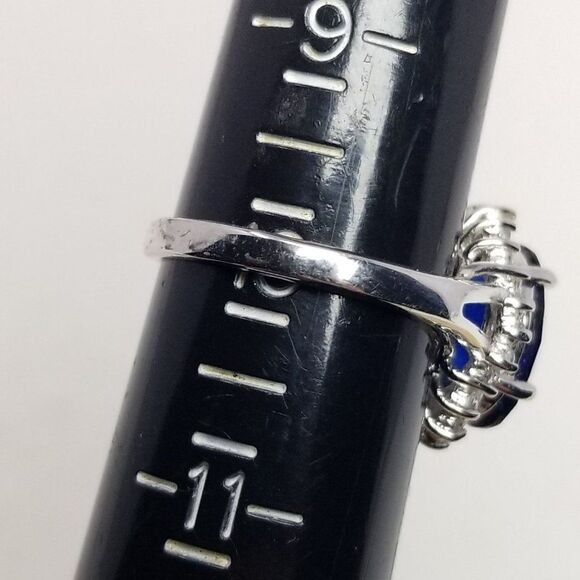 Vintage Avon Blue Oval Rhinestone Ring with Halo, Princess Dianna, Size 10 - Picture 7 of 9